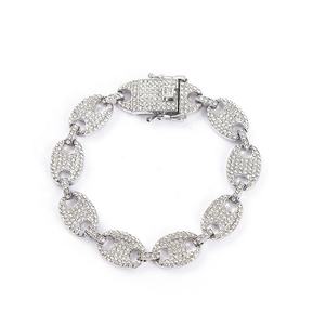 Matériau en alliage glacé avec <span class=keywords><strong>bracelet</strong></span> à chaîne cubaine en <span class=keywords><strong>grain</strong></span> <span class=keywords><strong>de</strong></span> <span class=keywords><strong>café</strong></span> Hip Hop 12mm - Product Image 2