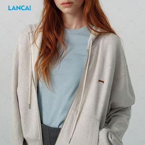 Factory Wholesale Women Zipper-<b>up</b> Basic Customized Eco-friendly Cotton French Terry Plain Solid <b>Hoodies</b> - Product Image 2