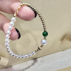 Bracelet demi-perle populaire en agate verte avec un fort éclat, nouvelle couleur chinoise, bijoux fins et charmants - Product Image 2