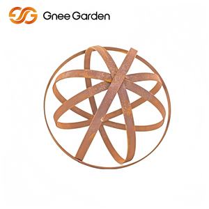 Ornement de sphère circulaire d'anneau de jardin décoratif extérieur en acier Corten pour décor de jardin - Product Image 3