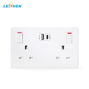 New tường điện tiêu chuẩn 13A 2 Gang Switched ổ cắm kép USB Loại C Outlet, đơn cực anh tường Switched ổ cắm Trắng chuyển đổi - Product Image 1