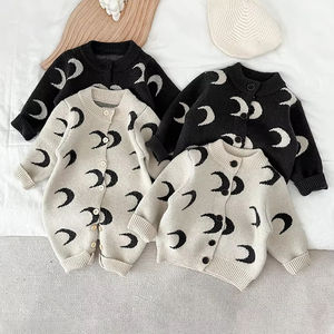 CustomAutumn invierno tejido cárdigan mameluco bebé <span class=keywords><strong>niña</strong></span> mono grueso recién nacido mameluco niños algodón Luna patrón niño mono bebé - Product Image 4