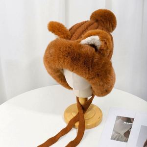 Gorro de Invierno Cálido con Orejas de Zorro - Lindo Gorro de Punto con Diseño de Animal de Dibujos Animados, Gorro de Lana con Pompón para Mujer - Product Image 2