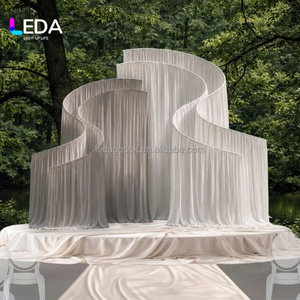 LEDA Modern Custom S Shape Metal <b>Wedding</b> Arch <b>Backdrop</b> Adjustable Wave Frame Fabric Cover Events Stage Decoration <b>Wedding</b> Party - Product Image 1