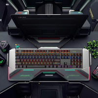 Nouveau clavier de jeu mécanique USB RGB pleine taille, 104 touches, disposition US et arabe, en plastique, stock usine
