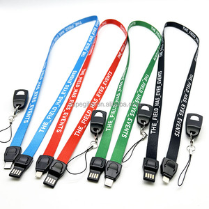 High Quality Customize Lanyard Charging Cable 3 2 in 1 Heat Transfer logo Custom