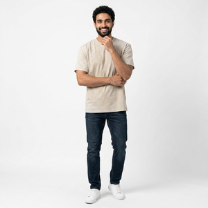 Camiseta Extra Grande para Hombre, Retro, 100% Algodón, de Alta Calidad, con Logotipo Frontal Personalizado, Tejido Transpirable, Lavado Ácido - Product Image 1
