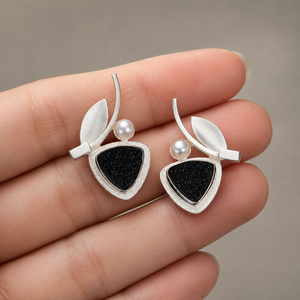 Set di Orecchini e Collana a Forma di Foglia Triangolare per Donne, Stile Vintage Naturale, Accessori per Uso Quotidiano - Product Image 4