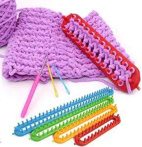 Pas cher crochet tissage longue arc-en-ciel en plastique kit de métier à tisser pour bricolage écharpe pull châle couvertures