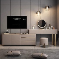 Table de toilette moderne en bois, meuble TV de chambre, meuble de rangement de maquillage rétractable de luxe haut de gamme pour chambre lumineuse, multifonctionnel
