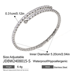 HR Fashion Trendy 18K Gold Plated Stainless Steel <b>Adjustable</b> Full Zirconia Claw Setting Tennis <b>Bracelet</b> for Unisex Gift - Product Image 5