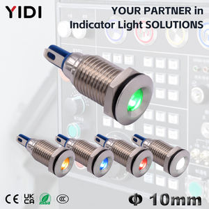10mm Konkave Metall-Kontrollleuchte mit Lötpins, Rot, Grün, Blau, Weiß, Gelb LED-Signallampe für Auto, LKW, Motorrad - Product Image 1