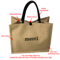 Logo personnalisé Sac fourre-tout en lin Sac cadeau de faction personnalisé Sac à provisions de luxe en jute