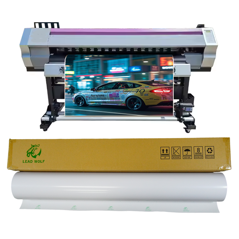 Lead Wolf Eco-Solvent 120um 140gsm Self-Adhesive Vinyl Roll Glossy Matte White PVC Printing Material for Outdoor Advertising