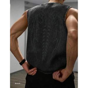 Débardeur sans manches personnalisé pour homme en coton lavé, respirant, style streetwear, avec motif graphique (S-2XL) - Product Image 2