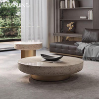 Table basse ronde en marbre pour salon moderne européen Table de décoration d'hôtel et de villa en pierre naturelle