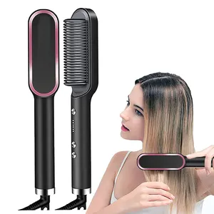 Bon prix de fer à lisser brosse à cheveux électrique peigne à lisser