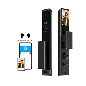 Интерком в режиме реального времени умный замок двери Tuya код RFID карты биометрический отпечаток пальца 3D распознавание лица умный дверной замок с камерой - Product Image 1