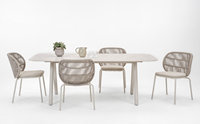Ensemble de salle à manger moderne avec cadre en aluminium et corde à tisser chaises de jardin sans rouille avec ensemble de table