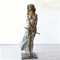 Statue de femme blonde nue en bronze grandeur nature, sculpture artisanale en métal sur mesure pour décoration extérieure et intérieure, style antique et moderne, vente en gros