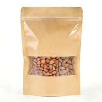 Pochette refermable en papier kraft recyclable avec fenêtre transparente, impression personnalisée, emballage alimentaire écologique pour noix et en-cas