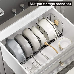 Organisateur casseroles multifonctionnel: Support extensible couvercles, 10 compartiments réglables, pour armoire de <span class=keywords><strong>cuisine</strong></span> - Product Image 2