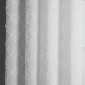 OWENIE Luxury Geometric Tuft Clip Jacquard <strong>Curtains</strong> 84 Inches <strong>Long</strong> Grommets Diamond Drapes for Bedroom Living Room - Product Image 4