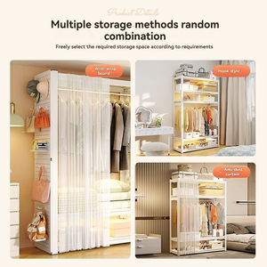 <span class=keywords><strong>Perchero</strong></span> ajustable para dormitorio, <span class=keywords><strong>armario</strong></span> de acero independiente, fácil instalación, estante de almacenamiento para ropa y sombreros - Product Image 3