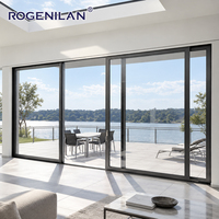 Porte panoramique coulissante insonorisée multi-rails en alliage d'aluminium double vitrage trempé ROGENILAN