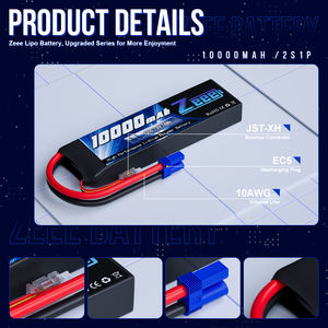 Zeee 2S Lipo Bateria 10000mAh 7.4V 120C EC5 Conector Soft Case Bateria RC para off Road RC Carro Caminhão Tanque Corrida Passatempo Modelos - Product Image 3