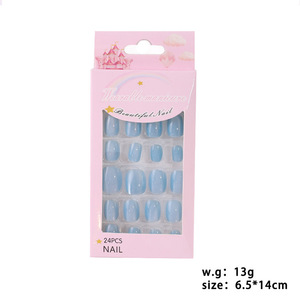 เล็บปลอมเด็กแบบกดติดลายตาแมว สำหรับเด็กอายุ 7-12 ปี สีใสแบบน้ำแข็ง ถอดออกได้ พร้อมกาวเจล สติ๊กเกอร์ติดเล็บเด็ก - Product Image 6