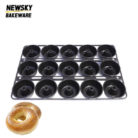 Plaque de cuisson professionnelle pour beignets, 15 moules, 400x600x45 mm, en acier alu, revêtement silicone, pour four de boulangerie