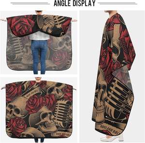 Capa de peluquero resistente al agua vintage con calaveras y rosas Delantal de corte de pelo de poliéster para hombres y mujeres Afeitado de barba Corte de pelo - Product Image 4