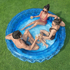 Piscina Inflable Redonda <span class=keywords><strong>de</strong></span> PVC Grueso con Portavasos, Color Azul Bohemio, <span class=keywords><strong>Piscinas</strong></span> Inflables Familiares para Niños y Adultos, Jardín Exterior - Product Image 2