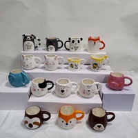 Tazas de café de Panda de cerámica pintadas a mano
