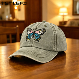 Gorra de Béisbol de 6 Paneles de Algodón Lavado con Logotipo Personalizado, Gorra de Papá con Bordado Desgastado al por Mayor, Fabricante de Gorras Vintage - Product Image 1