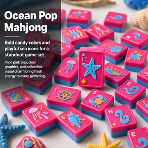 Set di Mahjong Americano con 160 Tessere, Motivo Creature Marine Stampato in 3D, in PLA Solido, Gioco da Tavolo per Famiglie - Product Image 3