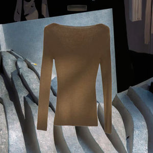 Camiseta de Manga Larga para Mujer, 100% Lana Merino, Cuello Redondo, Corte Ajustado, Transpirable, Anti-Pilling, Tejido Liso Teñido - Product Image 3