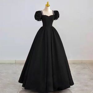 Black Evening Gown Empire Waist Sweetheart Neckline Long Dress Vintage Style For Coming Of Age Ceremony - Product Image 1