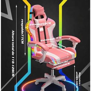 Chaise de jeu inclinable colorée avec massage RGB, lumières et haut-parleurs, chaise de course Predator en cuir PU avec repose-pieds - Product Image 4