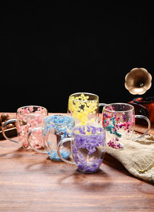 Dropshipping 350ml manico fiori secchi doppia parete tazza di frutta trasparente succo di frutta tazza di <span class=keywords><strong>caffè</strong></span> Espresso resistente al calore tazza di vino bicchiere - Product Image 3