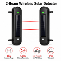 Détecteur infrarouge actif sans fil solaire à 2 faisceaux, étanche IP65, transmission Wi-Fi extérieure 1KM, batterie LiFePO4, alarme périmétrique