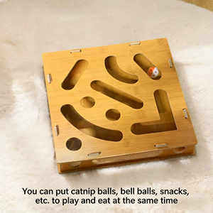 <b>Cat</b> Maze <b>Tunnel</b> Scooping Toy 28cm X 28cm X 6cm with Bells Boredom Buster for <b>Cats</b> Interactive Play MDF Funny Cut - Product Image 5