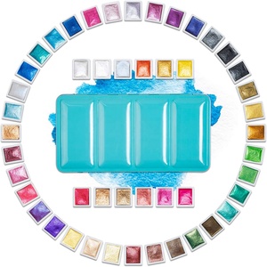 wholesale watercolor paint set metallic 48colors paint supplies in metal box for art