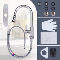 Robinet de cuisine monocommande en acier inoxydable 304, moderne, avec douchette extractible, cartouche céramique, nickel brossé