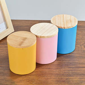Pot à bougie en verre de haute qualité, personnalisé, coloré, 220 ml, 315 ml, 430 ml, avec couvercle en bambou. - Product Image 2