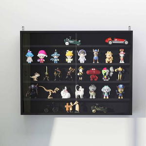 Vitrina de Pared Negra al por Mayor con Puerta Corredera de Acrílico, a Prueba de Polvo, Ecológica, con Luz LED, para Minifiguras y Cajas Sorpresa - Product Image 1