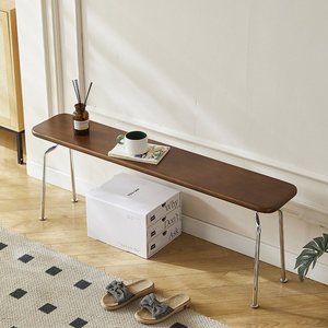 Sgabello/panca <span class=keywords><strong>in</strong></span> legno massello stile nordico retrò Mid-century, per tavolo da pranzo, divano, soggiorno, o come mobile d'accento. - Product Image 2