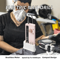 Perceuse à ongles électrique rechargeable haute vitesse, moteur sans balais 0-45000 tr/min, portable, multifonctionnelle, en plastique