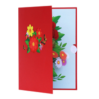 Carte de vœux 3D en papier avec logo personnalisé fait à la main, cadeau pop-up de fleurs de Noël, carte de remerciement pour papa, garçon et filles, tout amour en affaires